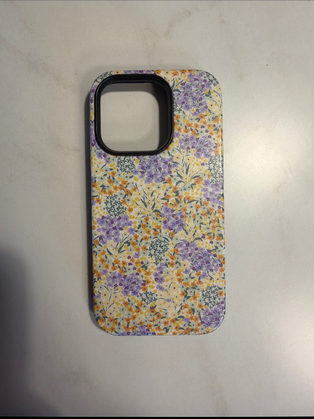 Floral Purple & Yellow Protective iPhone 14 Pro Case